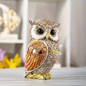 Realistic Resin Perched Owl Statue - NEW - 3.34 in L x 1.96 in W